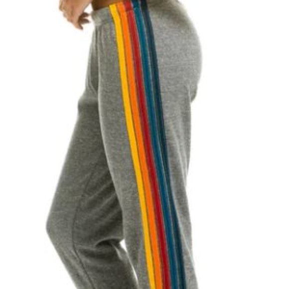 Aviator Nation Pants - Aviator Nation - 5 STRIPE SWEATPANTS - HEATHER GREY
